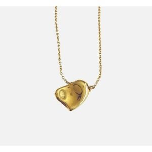 TIFFANY & CO Elsa Peretti Full‎ Heart Pendant 16" Necklace 18k Gold AUTHENTIC